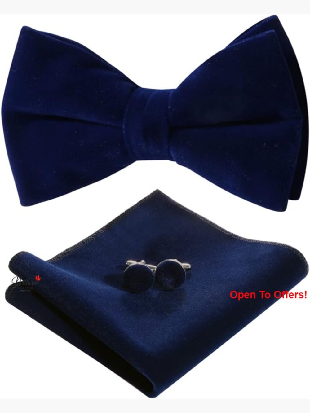 Velvet Bow Tie Set with Cufflinks and Pocket Square